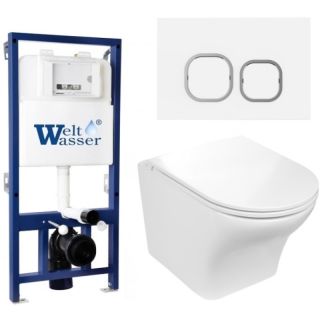 Комплект унитаза с инсталляцией WeltWasser Bamberg 525 +Odenbach 004 GL-WT +Bamberg WT 10000012926 белый глянцевый