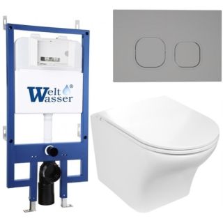 Комплект унитаза с инсталляцией WeltWasser Bamberg 545 +Odenbach 004 GL-WT +Bamberg CR 10000012928 белый глянцевый