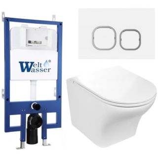 Комплект унитаза с инсталляцией WeltWasser Bamberg 545 +Odenbach 004 GL-WT +Bamberg WT 10000012929 белый глянцевый