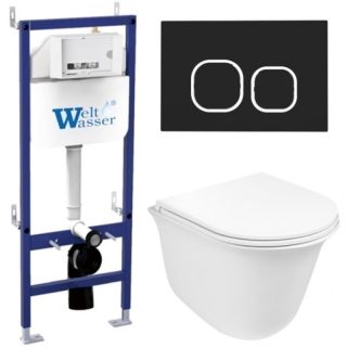 Комплект унитаза с инсталляцией WeltWasser Bamberg 460 + Telbach 004 GL-WT + Bamberg BL 10000012951 белый глянцевый
