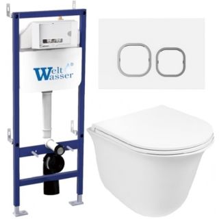 Комплект унитаза с инсталляцией WeltWasser Bamberg 460 + Telbach 004 GL-WT + Bamberg WT 10000012953 белый глянцевый