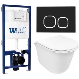 Комплект унитаза с инсталляцией WeltWasser Bamberg 525 + Telbach 004 GL-WT + Bamberg BL 10000012954 белый глянцевый