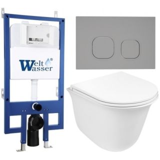 Комплект унитаза с инсталляцией WeltWasser Bamberg 545 + Telbach 004 GL-WT + Bamberg CR 10000012958 белый глянцевый