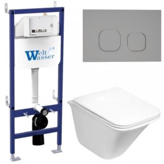 Комплект унитаза с инсталляцией WeltWasser Bamberg 460 +Rotbach 004 GL-WT +Bamberg CR 10000012962 белый глянцевый