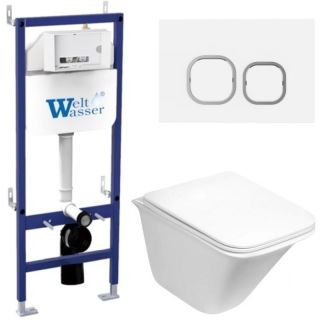 Комплект унитаза с инсталляцией WeltWasser Bamberg 460 +Rotbach 004 GL-WT +Bamberg WT 10000012963 белый глянцевый