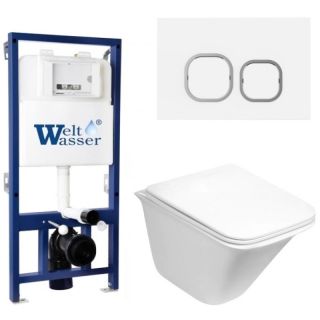 Комплект унитаза с инсталляцией WeltWasser Bamberg 525 +Rotbach 004 GL-WT +Bamberg WT 10000012966 белый глянцевый