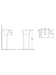 Раковина Weltwasser напольная 340х340х835 мм WW LEERBACH 3434 GL-WT 10000013331