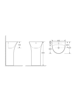 Раковина Weltwasser напольная 480х420х835 мм WW LEERBACH 4842 GL-WT 10000013332 белый
