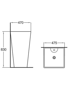 Раковина Weltwasser напольная 480х470х830 мм WW LEERBACH 4847 MT-BL 10000013339 черный