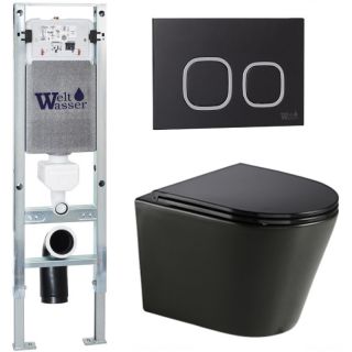 Комплект унитаза с инсталляцией WeltWasser Amberg 350 ST +Salzbach 043 GL-BL +Amberg RD-BL 10000013457 черный глянцевый