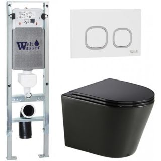 Комплект унитаза с инсталляцией WeltWasser Amberg 350 ST +Salzbach 043 GL-BL +Amberg RD-WT 10000013460 черный глянцевый