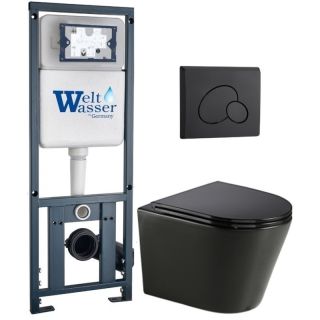 Комплект унитаза с инсталляцией WeltWasser Marberg 410 +Salzbach 043 GL-BL +MAR 410 RD MT-BL 10000013496 черный глянцевый