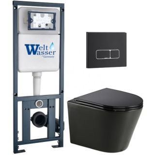 Комплект унитаза с инсталляцией WeltWasser Marberg 410 +Salzbach 043 GL-BL +MAR 410 SE MT-BL 10000013499 черный глянцевый