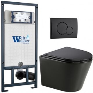 Комплект унитаза с инсталляцией WeltWasser Marberg 507 +Salzbach 043 GL-BL +MAR 507 RD MT-BL 10000013503 черный глянцевый