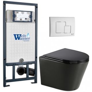 Комплект унитаза с инсталляцией WeltWasser Marberg 507 +Salzbach 043 GL-BL +MAR 507 SE GL-WT 10000013505 черный глянцевый