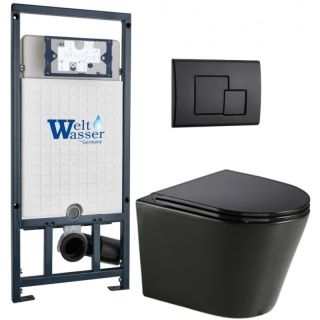 Комплект унитаза с инсталляцией WeltWasser Marberg 507 +Salzbach 043 GL-BL +MAR 507 SE MT-BL 10000013506 черный глянцевый