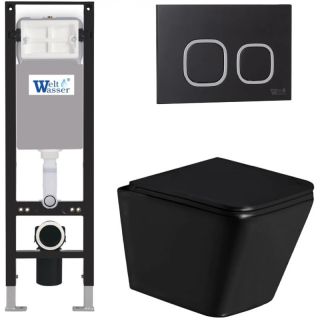 Комплект унитаза с инсталляцией Weltwasser Amberg 350 + Gelbach 043 GL-BL + Amberg RD-BL 10000013544 черный глянцевый