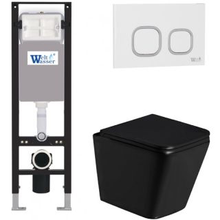 Комплект унитаза с инсталляцией Weltwasser Amberg 350 + Gelbach 043 GL-BL + Amberg RD-WT 10000013547 черный глянцевый