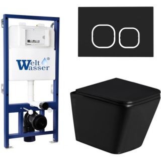 Комплект унитаза с инсталляцией Weltwasser Bamberg 525 + Gelbach 043 GL-BL + Bamberg BL 10000013554 черный глянцевый