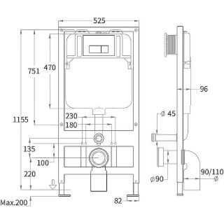 Комплект унитаза с инсталляцией Weltwasser Bamberg 525 + Gelbach 043 GL-BL + Bamberg CR 10000013555 черный глянцевый