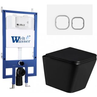 Комплект унитаза с инсталляцией Weltwasser Bamberg 545 + Gelbach 043 GL-BL + Bamberg WT 10000013556 черный глянцевый