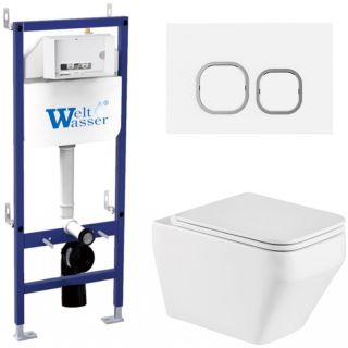 Комплект унитаза с инсталляцией WeltWasser Bamberg 460 +Hofbach 041 GL-WT +Bamberg WT 10000013584 белый глянцевый