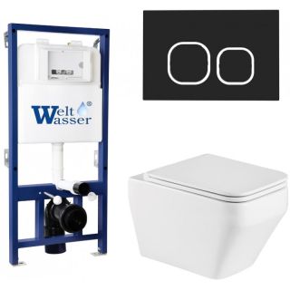 Комплект унитаза с инсталляцией WeltWasser Bamberg 525 +Hofbach 041 GL-WT +Bamberg BL 10000013585 белый глянцевый