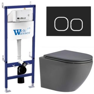 Комплект унитаза с инсталляцией WeltWasser Bamberg 460 +Merzbach 043 MT-GR +Bamberg BL 10000013606 серый матовый