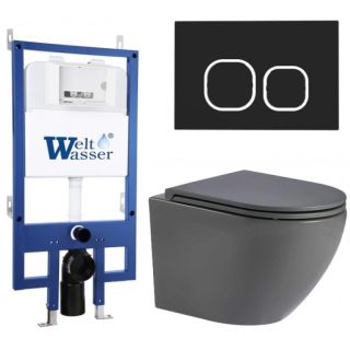 Комплект унитаза с инсталляцией WeltWasser Bamberg 545 +Merzbach 043 MT-GR +Bamberg BL 10000013612 серый матовый