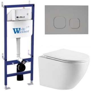 Комплект унитаза с инсталляцией WeltWasser Bamberg 460 +Merzbach 043 MT-WT +Bamberg CR 10000013619 белый матовый