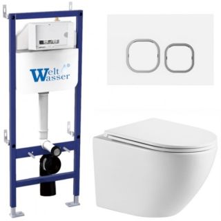 Комплект унитаза с инсталляцией WeltWasser Bamberg 460 +Merzbach 043 MT-WT +Bamberg WT 10000013620 белый матовый
