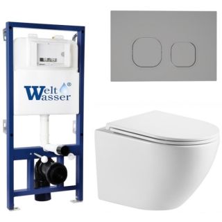 Комплект унитаза с инсталляцией WeltWasser Bamberg 525 +Merzbach 043 MT-WT +Bamberg CR 10000013622 белый матовый