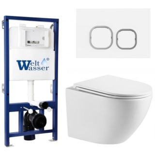 Комплект унитаза с инсталляцией WeltWasser Bamberg 525 +Merzbach 043 MT-WT +Bamberg WT 10000013623 белый матовый