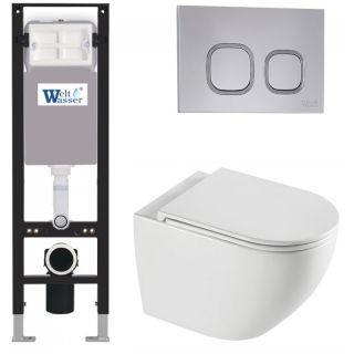 Комплект унитаза с инсталляцией WeltWasser Amberg 350 +Merzbach 043 XL GL-WT +Amberg RD-CR 10000013757 белый глянцевый