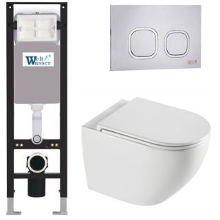 Комплект унитаза с инсталляцией WeltWasser Amberg 350 +Merzbach 043 XL GL-WT +Amberg RD-MT CR 10000013758 белый глянцевый