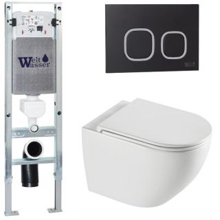 Комплект унитаза с инсталляцией WeltWasser Amberg 350 ST +Merzbach 043 XL GL-WT +Amberg RD-BL 10000013761 белый глянцевый
