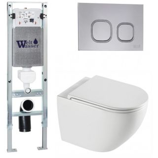 Комплект унитаза с инсталляцией WeltWasser Amberg 350 ST +Merzbach 043 XL GL-WT +Amberg RD-CR 10000013762 белый глянцевый