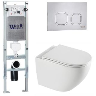 Комплект унитаза с инсталляцией WeltWasser Amberg 350 ST +Merzbach 043 XL GL-WT +Amberg RD-MT CR 10000013763 белый глянцевый