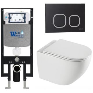 Комплект унитаза с инсталляцией WeltWasser Amberg 497 +Merzbach 043 XL GL-WT +Amberg RD-BL 10000013766 белый глянцевый