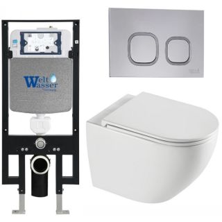 Комплект унитаза с инсталляцией WeltWasser Amberg 497 +Merzbach 043 XL GL-WT +Amberg RD-CR 10000013767 белый глянцевый