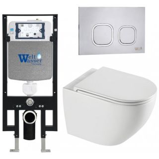 Комплект унитаза с инсталляцией WeltWasser Amberg 497 +Merzbach 043 XL GL-WT +Amberg RD-MT CR 10000013768 белый глянцевый