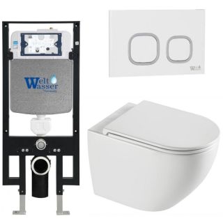 Комплект унитаза с инсталляцией WeltWasser Amberg 497 +Merzbach 043 XL GL-WT +Amberg RD-WT 10000013769 белый глянцевый