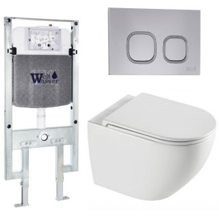 Комплект унитаза с инсталляцией WeltWasser Amberg 497 ST +Merzbach 043 XL GL-WT +Amberg RD-CR 10000013772 белый глянцевый
