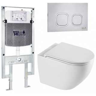 Комплект унитаза с инсталляцией WeltWasser Amberg 497 ST +Merzbach 043 XL GL-WT +Amberg RD-MT CR 10000013773 белый глянцевый