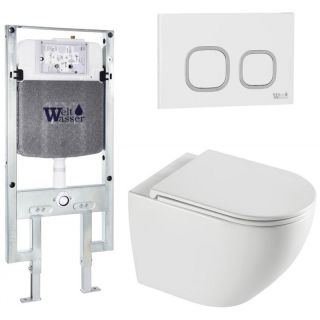 Комплект унитаза с инсталляцией WeltWasser Amberg 497 ST +Merzbach 043 XL GL-WT +Amberg RD-WT 10000013774 белый глянцевый