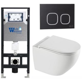 Комплект унитаза с инсталляцией WeltWasser Amberg 506 +Merzbach 043 XL GL-WT +Amberg RD-BL 10000013776 белый глянцевый