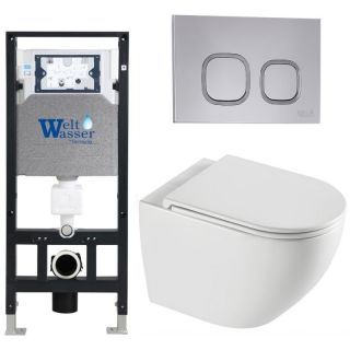 Комплект унитаза с инсталляцией WeltWasser Amberg 506 +Merzbach 043 XL GL-WT +Amberg RD-CR 10000013777 белый глянцевый