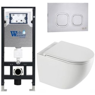 Комплект унитаза с инсталляцией WeltWasser Amberg 506 +Merzbach 043 XL GL-WT +Amberg RD-MT CR 10000013778 белый глянцевый