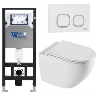 Комплект унитаза с инсталляцией WeltWasser Amberg 506 +Merzbach 043 XL GL-WT +Amberg RD-WT 10000013779 белый глянцевый