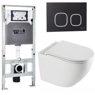 Комплект унитаза с инсталляцией WeltWasser Amberg 506 ST +Merzbach 043 XL GL-WT +Amberg RD-BL 10000013781 белый глянцевый